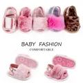 0-18M Soft Baby Shoes Winter Furry Crib Shoes Indoor Infant Fluffy Slipper Elastic Band Newborn