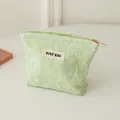 DJDF Fresh Green Women's Small Makeup Bag Canvas Zipper Portable Sanitary Napkin Storage Bag