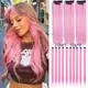 13 PCS Pink Hair Extensions Clip in Colored Party Synthetic Highlights Extensions Rainbow Hair