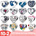 925 Silver color zircon heart charm bead fit pandora 925 original bracelet women silver pendant