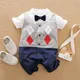 0-18 Baby Jumpsuit Plaid Gentlemanly Shirt Cotton Comfortable And Soft Summer Short Sleeved Newborn