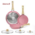 Innerwell 3Pcs Kitchen Frying Pan Sets Glass Lid Nonstick Toxin Free Cooker Breakfast Sandwich Steak