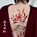 Nine Tail Fox Temporary Tattoo Art Red Flower Fake Tattoo Lasting Tatoo Sticker Sexy Back Waterproof
