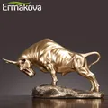 ERMAKOVA Cold Cast Bronze Bull Sculpture Statue Home Resin Animal Jewelry Home Bar Office Window