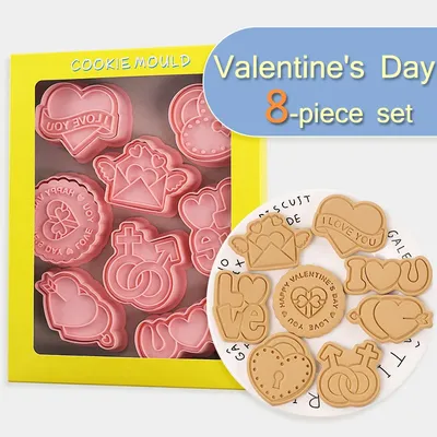 8 Pieces Valentine's Day Biscuit Mold LOVE Envelope Shape Sandwich Cookie Mold Plastic Cookie Cutter