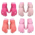 1Pair Kids Girls Winter Thicken Warm Gloves Windproof Waterproof Outdoor Skiing Cycling Sports