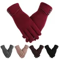 1Pair Women Winter Warm Gloves Touch Screen Fleece Lined Thermal Mittens Driving Ski Windproof