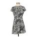 Topshop Casual Dress - Fit & Flare: Gray Floral Motif Dresses - Women's Size 2