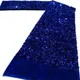 Royal Blue Velvet Sequence Lace Fabric 2024 African Swiss Voile Embroidery 3D Sequins Net Lace