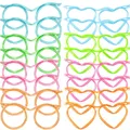 8 Pcs Plastic Drinking Straw Eyeglasses Silly DIY Decoration Straw Glasses in Cute Heart Fun Crazy