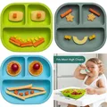 Divided Silicone Baby Feeding Plates BPA Free Sucker Bowl Anti-spill Children Dishes Toddler