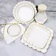 White Disposable Tableware Set Party Gold Paper Plate Wedding Necessitie Birthday Party Baby Shower