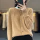 New 100% merino cashmere sweater in autumn and winter women's knitted cardigan O-neck long-sleeved