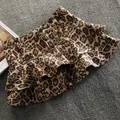 HOUZHOU Sexy Leopard Print Mini Skirt for Women Y2k Vintage Streetwear Harajuku High Waist Slim