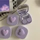 Purple Heart Contact Lens Case Box With Mirror Mini Lovely Eyes Contact Lens Container Box Travel