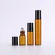 20pcs/50pcs/100pcs Amber Glass Roll on Bottle with Glass and Metal Ball Brown Thin Glass Roller