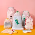 3pcs/set Cactus Dinosaurs Drawstring Supermarket Shopping Bags Organizer Shoes Toiletry Pouch