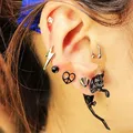 Cool Alien Earrings Black Enamel Stud Earrings For Women Animal Piercing Ear 3D Fox Earrings Jewelry