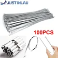 100Pcs 304#Stainless Steel Cable Ties 4.6mm Heavy Duty Self-Locking Cable Zip Tie Multi-Purpose