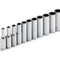 11pcs Metric Long Chrome Socket Set 1/4-Inch Drive 6-Point Deep Socket From 4 Mm To 14 Mm