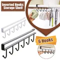 6 Hooks Storage Shelf Wardrobe Kitchen Bathroom Organizer Iron Metal Under Shelves Hanging Rack Mug