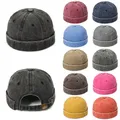 Fashion Vintage Denim Docker Cap Solid Skullcap Solid Color Sailor Cap Beanie Hats Men Bucket Cap