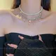 Luxury Pearl Choker Necklaces for Women Tassel Water Drop Zircon Crystal Necklaces For Party Wedding