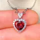 Huitan Vintage Red/Blue Heart Love Necklace for Women Luxury Inlay Bling Cubic Zirconia Elegant