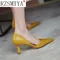 Women Pumps Elegant Pointed Toe Office Lady Shoes Spring Summer High Heels Wedding Bridal Shoes
