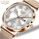 LIGE Brand Fashion Luxury Women Watch Waterproof Rose Gold Steel Mesh Strap Ladies Wristwatches