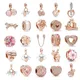 New Rose Gold Series Beads Bow Heart-Shaped Beads Fit Original Pandora Bracelet Bead for Women