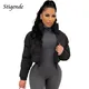 Stigende Cotton Padded Coat Women Patchwork Puffer Parka Outwear Solid Color Winter Warm Zipper Crop