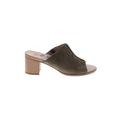 Tara M Heels: Slip-on Chunky Heel Casual Green Solid Shoes - Women's Size 8 - Open Toe