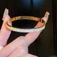 Elegant Classic Crystal Cuff Bangles Bracelets For Women Gold Color Simple Femal Opening Bangles