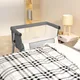 Baby bed with light gray mattress linen fabric children's bed crib frame bed practical