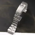 Stainless steel watchband strap fold buckle clasp wrist belt bracelet silver for seiko watch