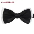 HUISHI Black Bow Tie Male Solid Color Marriage Bow ties For Men Candy Color Butterfly Cravat Two