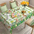 Spring Easter Bunny Green Buffalo Check Rectangle Tablecloth Egg Butterfly Tablecover for Indoor