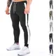 Mens Cotton Sport Trousers GYM Sweatpants Stripe Joggers Casual Training Workout Zipper Pocket