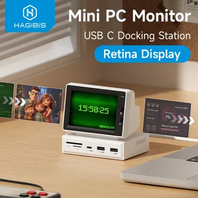 Hagibis 3.5inch IPS Mini Screen AIDA64 Mini PC CPU RAM HDD Data Monitor Display Sub Screen with USB