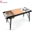 Camping Folding Removable IGT Wood Table Gas Stove Portable lightweight Camp BBQ Grill Table