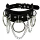 Stainless Steel PU Leather Choker Necklace Pendant Collar for Women Goth Punk Chain Sexy Chocker