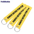Voikukka Aviation Gift Both Sides Embroidery Remove Before Pew Pew Pattern Yellow Tag Car Keychain