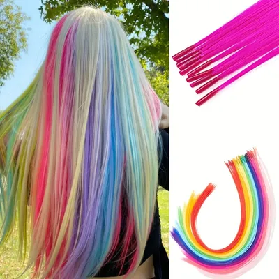 Synthetic Hair Dye Rainbow Fake Hair Extensions Colored Kanekalon I-tip Keratin Fusion for Hair Extension Strands of Hair pieces
