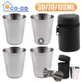 4Pcs 30/70/170ml Outdoor Practical Stainless Steel Cups Shots Set Mini Glasses For Whisky Wine With