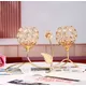 1pc Golden Crystal Candle Holder Dual-head Flower Candlesticks for Dining Coffee Table Wedding