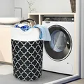 82L New Large Capacity Laundry Basket Collapsible Waterproof Cotton Linen Hamper With Handles