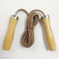 Jump Rope Professional Leather Ropes Rapid Speed Jumping Rope Wooden Handle Weighted Skipping Rope