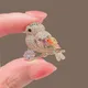 New Full Rhinestone Bird Brooch for Women Girls Full Crystal Cubic Zirconia Animal Brooches Pins