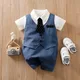 Summer Boys And Girls Gentleman Style Handsome Formal Dress Comfortable Short Sleeve Baby Bodysuit